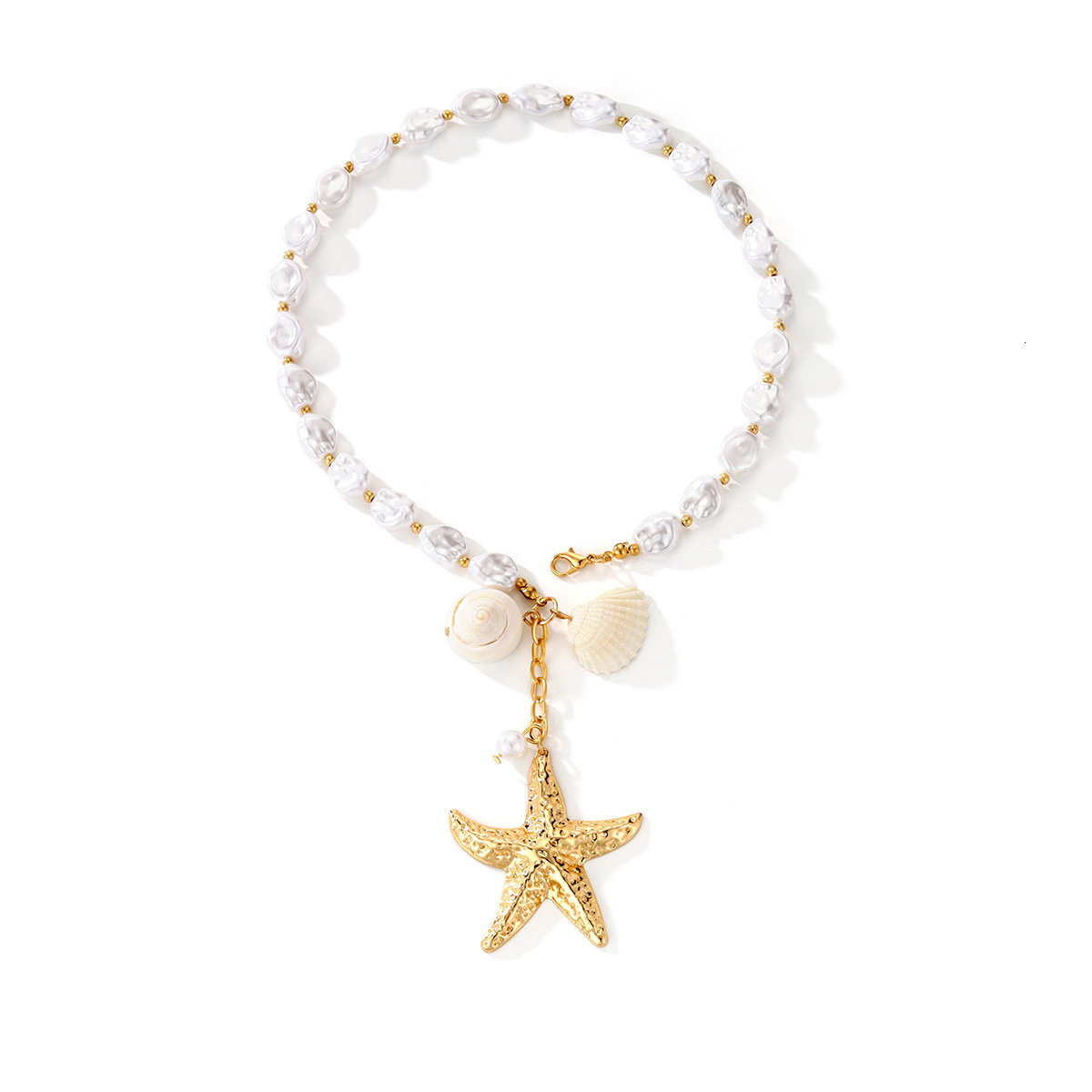 Luxury Jewelry Designer Jewelry European And American Cross-border Vintage Bohemian Pearl Shell Necklace INS Niche Design High-end Clavicle Chain