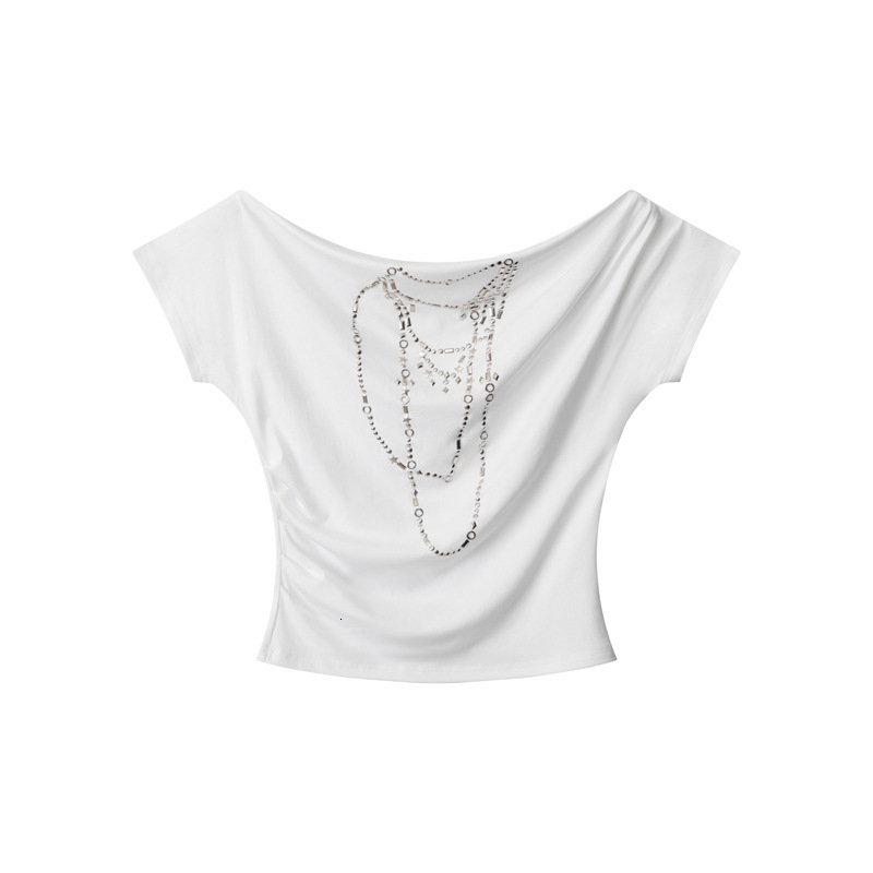 New women's top with split waist design and short sleeved design, slim fit shoulder round neck women's top designer T-shirt