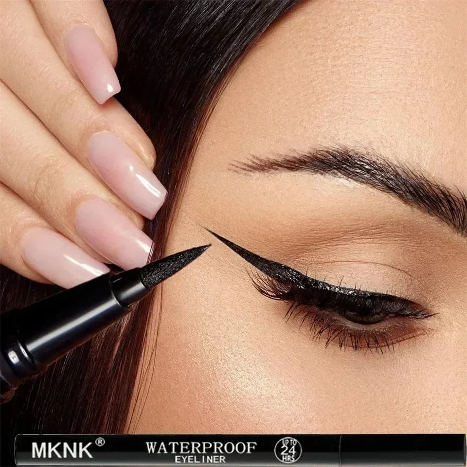 1/2 PCS Black Quick-Dry Eyeliner Pencil - 24H Lasting Smooth Matte Waterproof Anti-Smudge Liquid Eyeliner Makeup for Eyes 250704