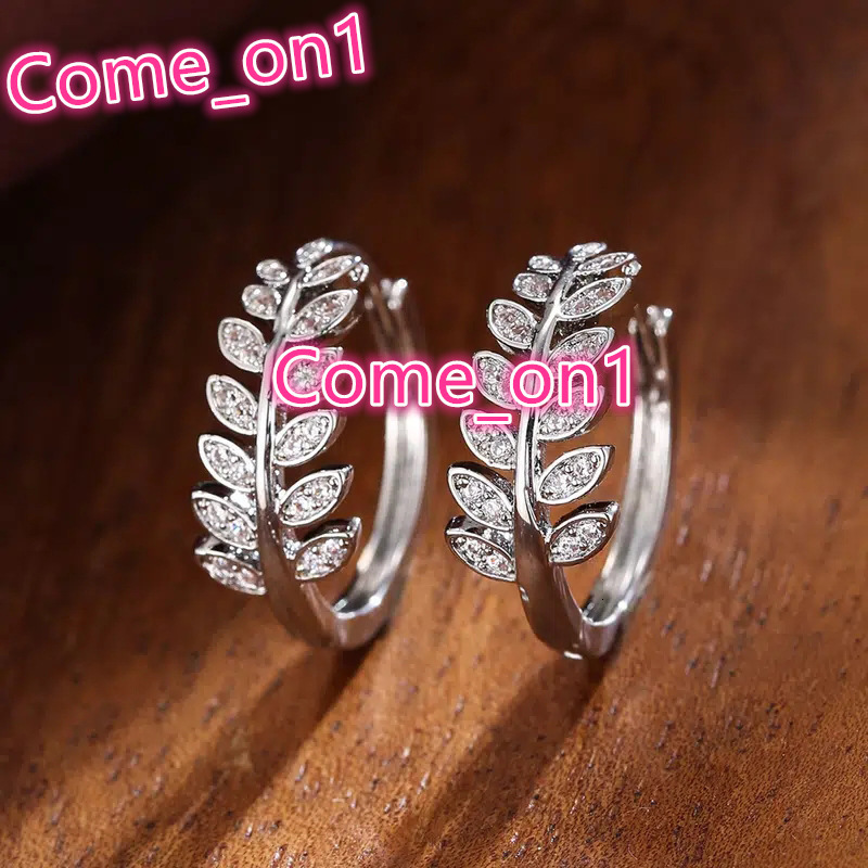 Simple Trendy Leaf Design Olive Silver Plated Small Earrings for Women Cubic Zirconia Hot-Sale Trendy Jewelry Earrings