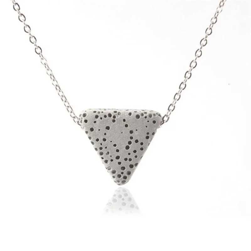 Colorful Triangle Lava Stone Essential Oil Diffuser Necklace Aromatherapy Volcanic Rock Stainless Steel Chain Jewelry W250712