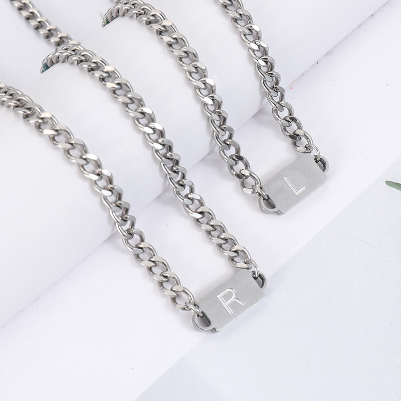 Luxury Jewelry Designer Jewelry Amazon New Hot Selling Titanium Steel Necklace Stainless Steel 26 Letters Chain Men's Personalized Versatile Jewe