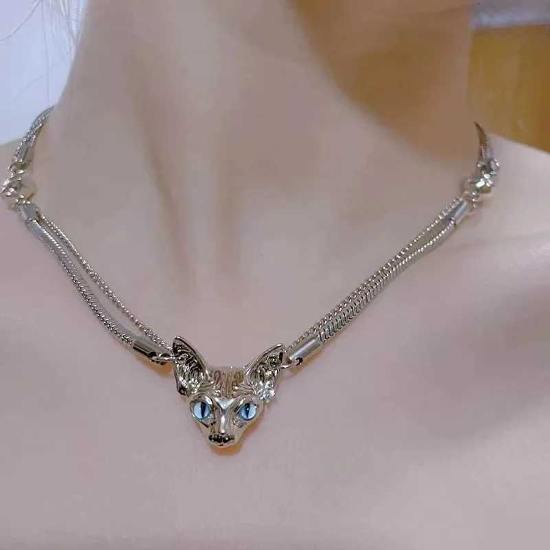 Fashionable Sweet and Cool Dark Cat Double Layer Clavicle Chain Senior Niche Design Cool Tpeent Opard Necklace W250712