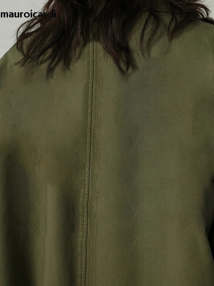 Mauroicardi Spring Autumn Cool Long Army Green Oversized Overcoat Men Sashes Loose er Clothing Cargo Coat 250708