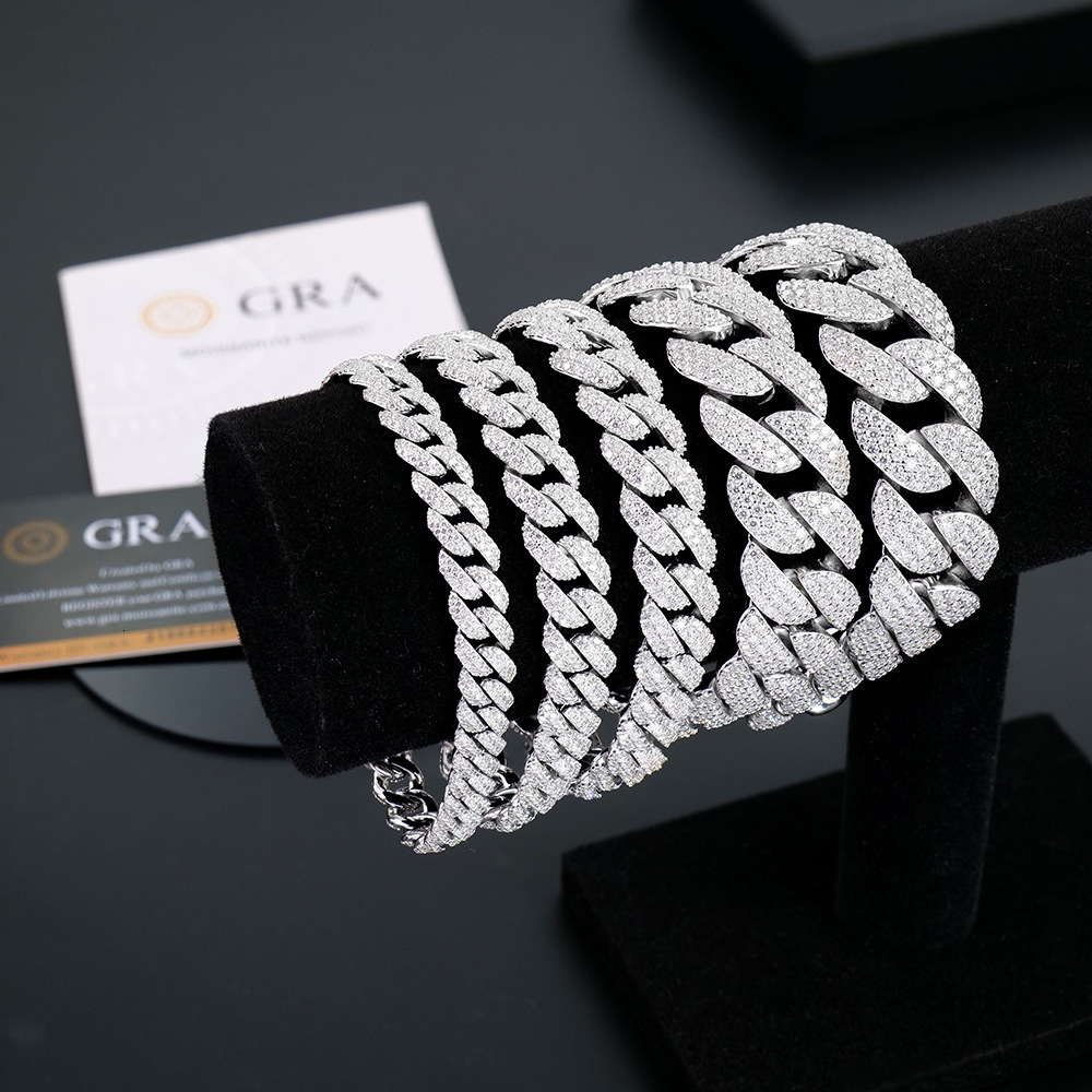 Luxury Jewelry Designer Jewelry 8mm Arc Cross-border European And American Chain Men's Hip-hop Rap Moissanite Bracelet Jewelry Light Luxury High-