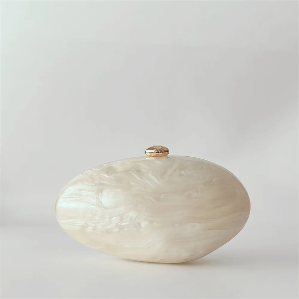 Oval Marble Beige Shell Acrylic Elegant Lady Evening Bag Cute Handbag Wedding Lady Girl Female Mini Purse 250708