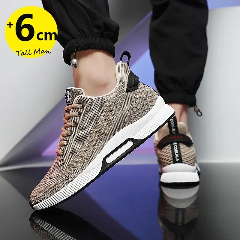 Plus Size 37-46 Sneakers Men Height Increase Insoles 6cm Elevator Shoes Taller Heel Lift Zapatillas Mens Casual Shoes 250712
