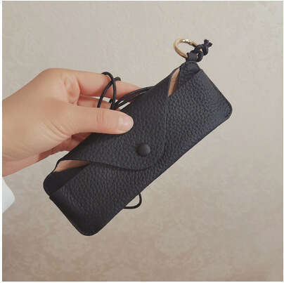 Neck Hanging Genuine Leather Pouch with Strap for Myopia Glasses Couple Storage Top Layer Cowhide Bag Sunglasses