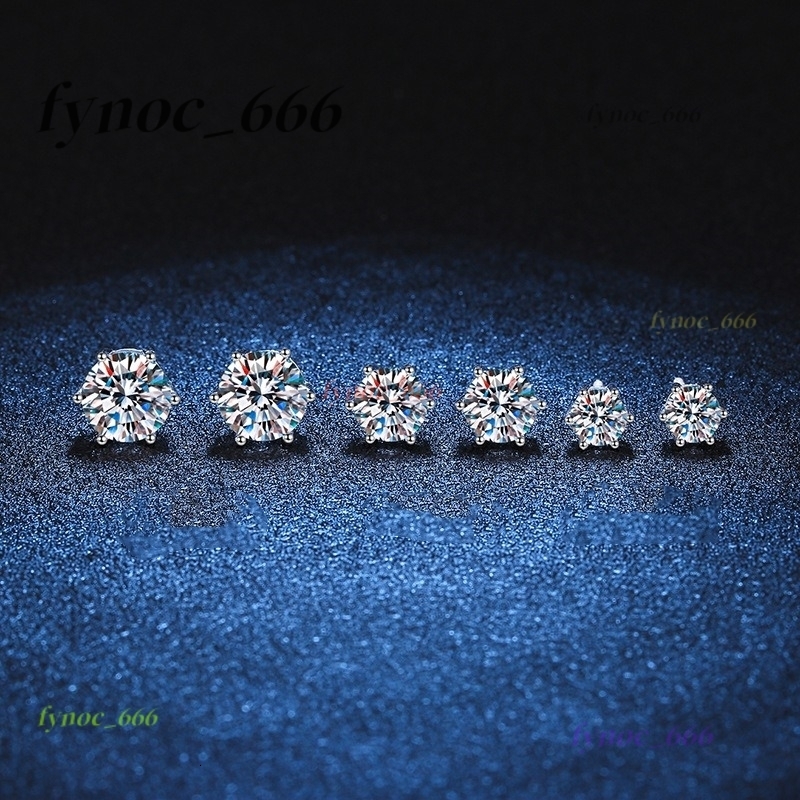 Wholesale 6 Claws Moissanite Earrings Screw Back 925 Sterling Silver Stud Earring Men Moissanite Earrings