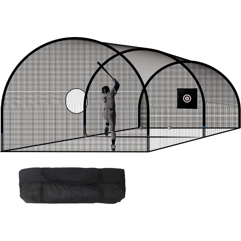 Pro 20FT Baseball Batting Cage Net and Frame, Baseball & Softball Hitting Cage Netting for Pitching Training in The Backyard