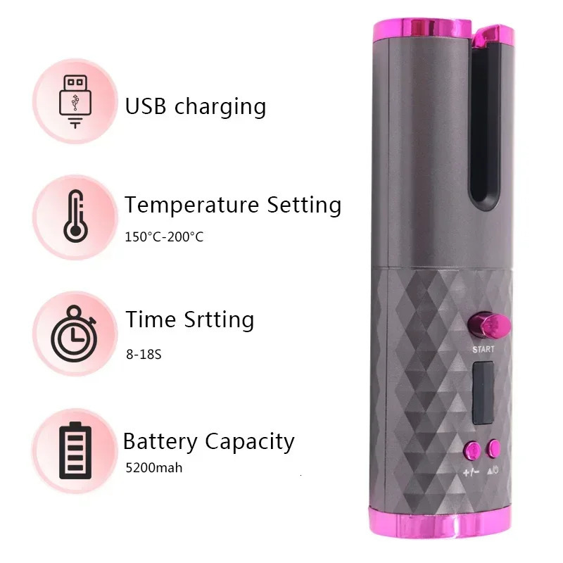Portable Wireless Automatic Hair Curler 3 Color Options USB Charging Anti-Scalding Hair Curling Iron for Styling 250712