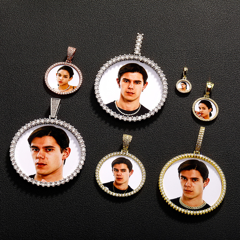 Luxury Jewelry Designer Jewelry European And American Hip-hop Family Personalized Photo Pendant Copper Inlaid Zircon DIY Big Brand Same Style Creative