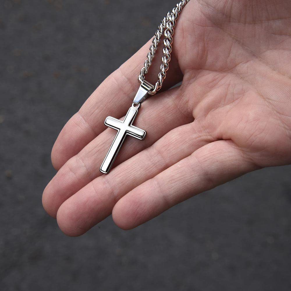 Luxury Jewelry Designer Jewelry Cross-border Amazon New Stainless Steel 'to My Man' Cross Pendant Men's Necklace Father's Day Gift