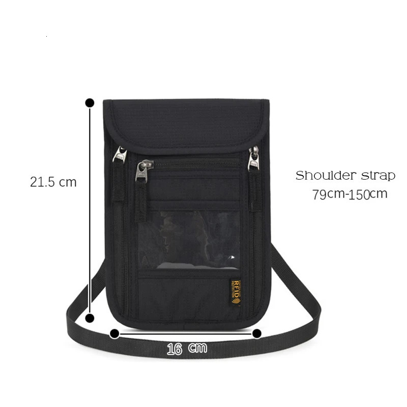 RFID Protection Passport Holder Travel Neck Pouch Anti-theft Wallet Hidden Money Document Card Holder Waterproof Large Organizer 250708