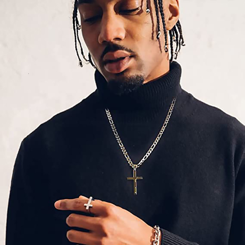 Luxury Jewelry Designer Jewelry New European And American Cross-border Jewelry Stainless Steel Chain Cross Pendant Necklace For Men Simple Fashion Nec