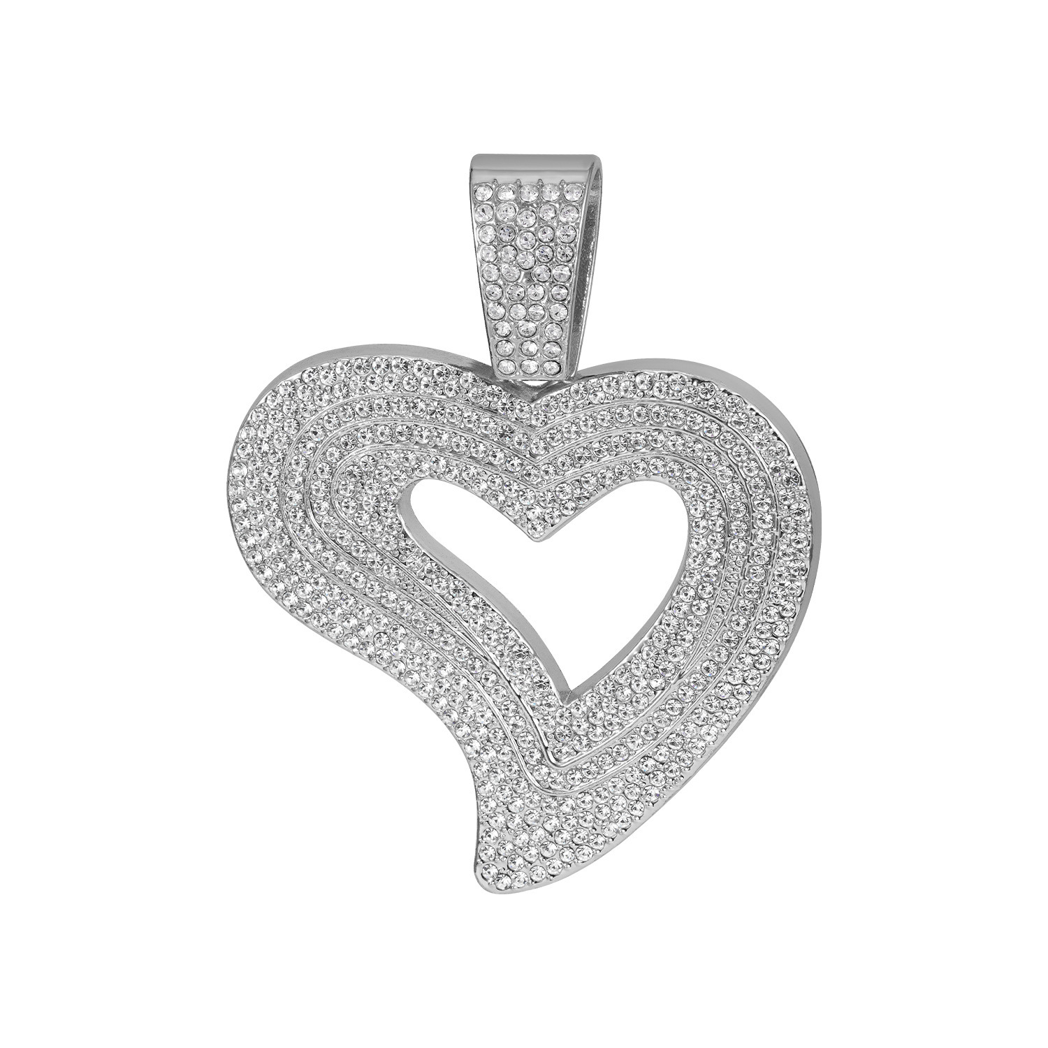 Luxury Jewelry Designer Jewelry European And American Cross-border New Luxury Heart Full Diamond Alloy Pendant Necklace Hip-hop Trendy Men's Jewe