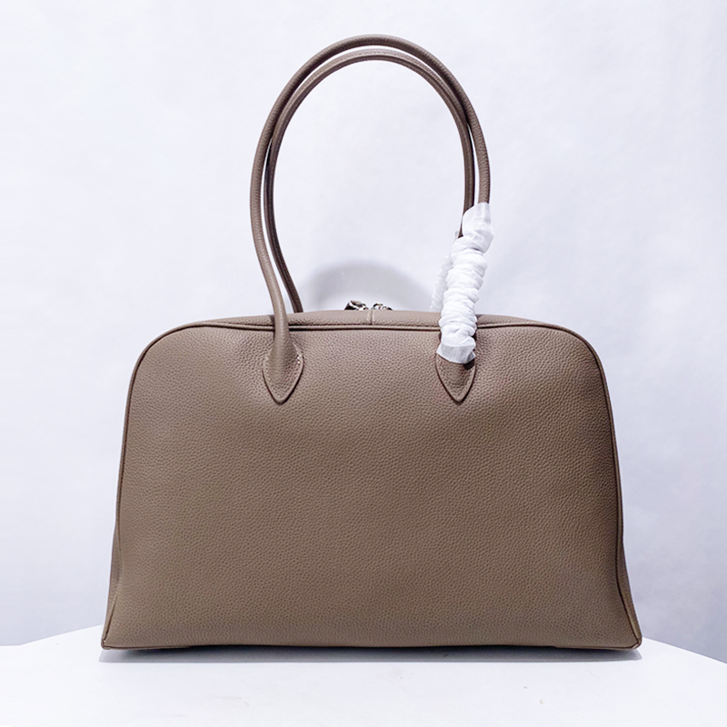 Genuine Leather Boston Bag For Women Luxury Designer Handbag Purse 2025 New In Vintage Cowhide Large Capacity Underarm Shoulder