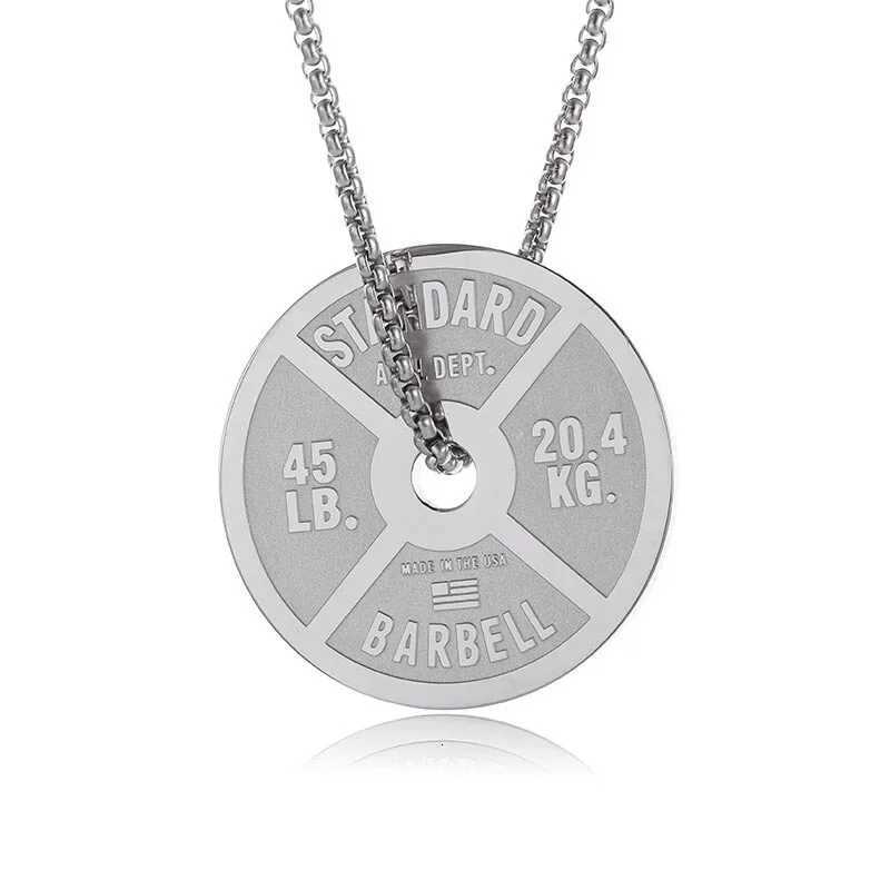 Stainless Steel Fitness Dumbbell Pendant Necklace Weight Plate Baell Chain Pendant for Men Youth Weightlifting Fitness Jewelry W250712