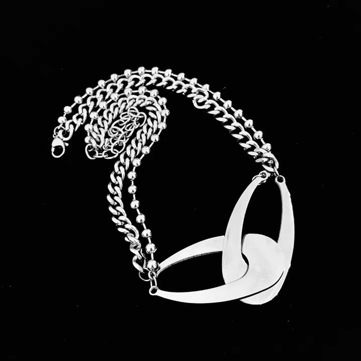 Luxury Jewelry Designer Jewelry New Punk Style Cool Niche Double Ring Necklace High-end Ins Collarbone Chain Cross-border Hip-hop Titanium Steel Neckl