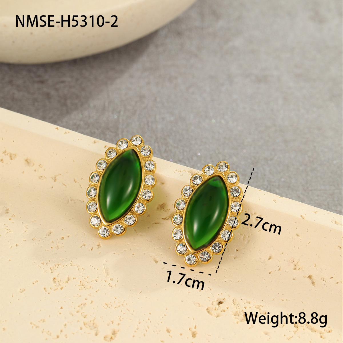 New Versatile Stainless Steel Stud Earrings European and American inspired Dramatic Fashionable Marquise cut Diamond set Titanium Steel Ear Jewelry