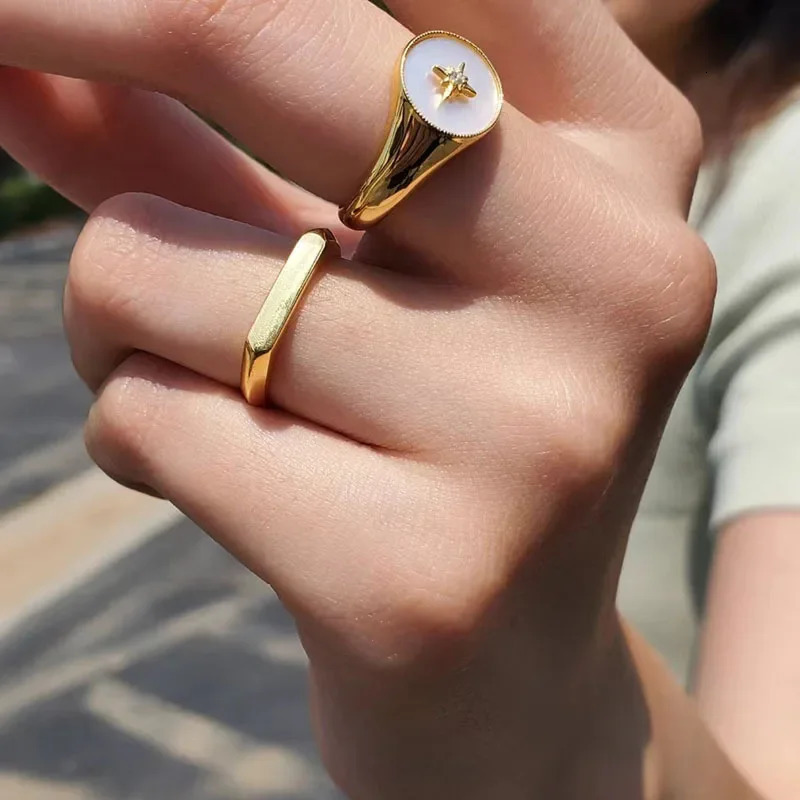 High End PVD Non Tarnish Minimalist Classic D-shaped Stainless Steel Ring Trend for Women Men 250708