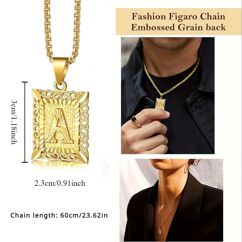 Luxury Jewelry Designer Jewelry Cross-border Jewelry Chain Men's English 26 Letter Pendant Accessories Square Hollow Couple Letter Necklace Women