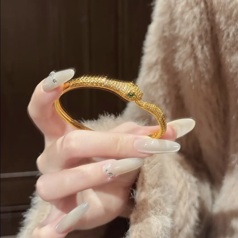 Stylish Eternity Band: Premium Sand Gold Charm Wrist Accessory Adorned With Shimmering Gems