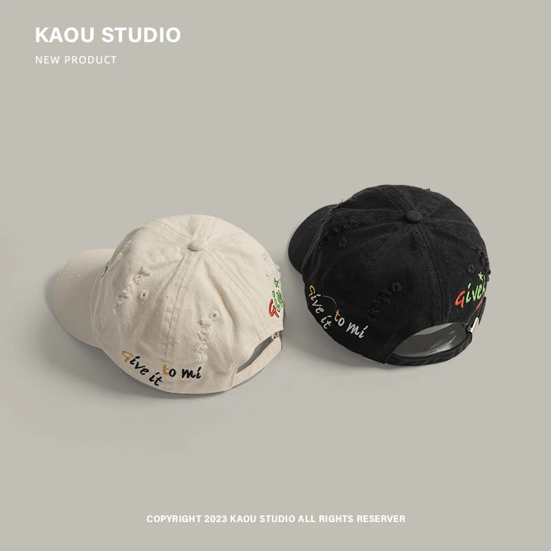Y2k Cute Star Embroidered Baseball Caps Unisex Spring and Summer Street Fashion Versatile Retro Hole Hip Hop Hats for Women 250711