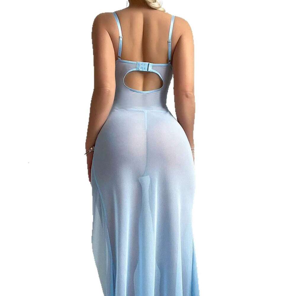Sexy Lingerie Set Lace Lingerie Sexy Underwear Sexy See Through Mesh Temptation Lace Backless High Slit Erotic Lingerie Camisole Dress For