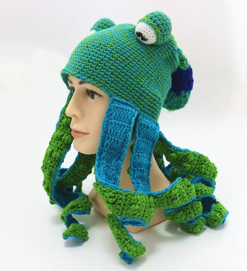 Ueteey Handmade Crochet Octopus Hat Unisex Soft Crochet Beanies Birthday Christmas Year Gft for Halloween Costume Cosplay 250712