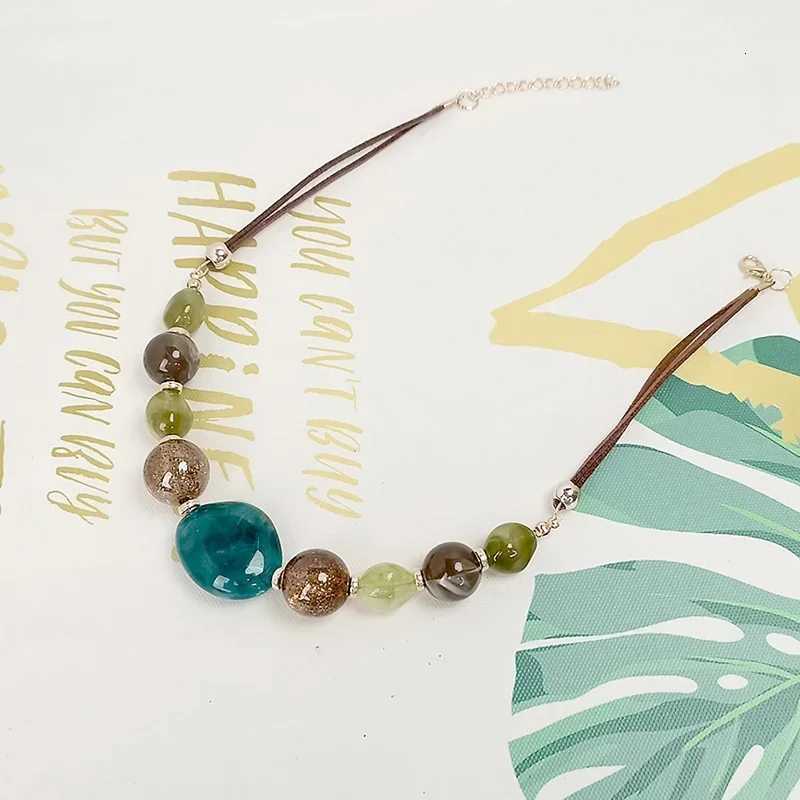 Vintage Beaded Necklace with Acrylic Pendants Wen Stylish Rope Chain Statement Necklace for Daily Wear Commuting Gifts W250712