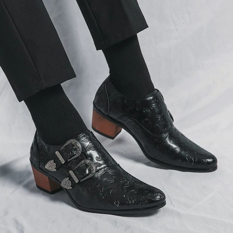 Mens Wedding Shoes Fashion Slim Fit Pointed High Heel Pullover Shoes Breathable Leather Shoes Classic Vintage Mens Dress Shoe 250712