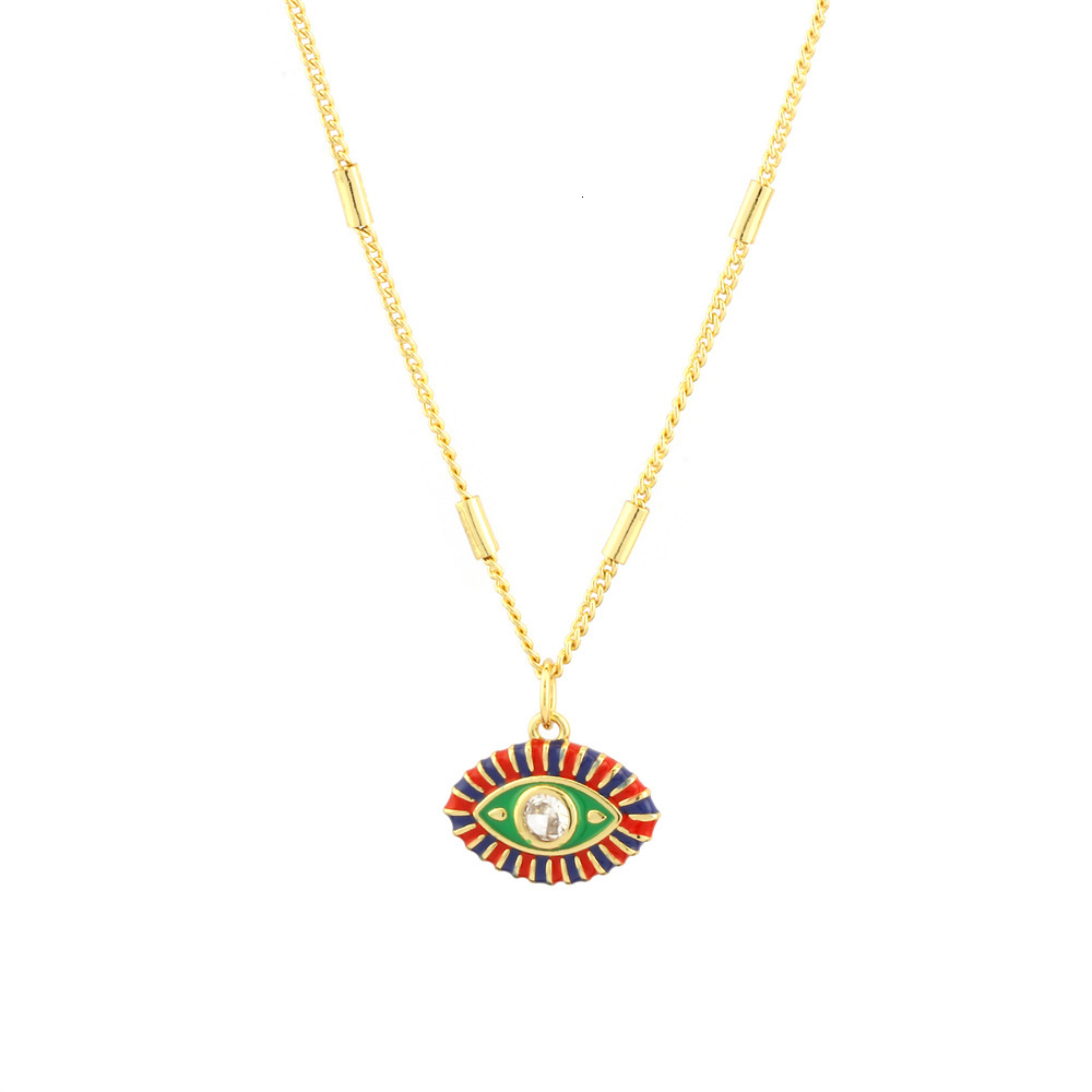 Luxury Jewelry Designer Jewelry Five Senses Eye Jewelry Colorful Oil Drop Devil's Eye Pendant Necklace Inlaid With Zircon Personality Ins Style 1