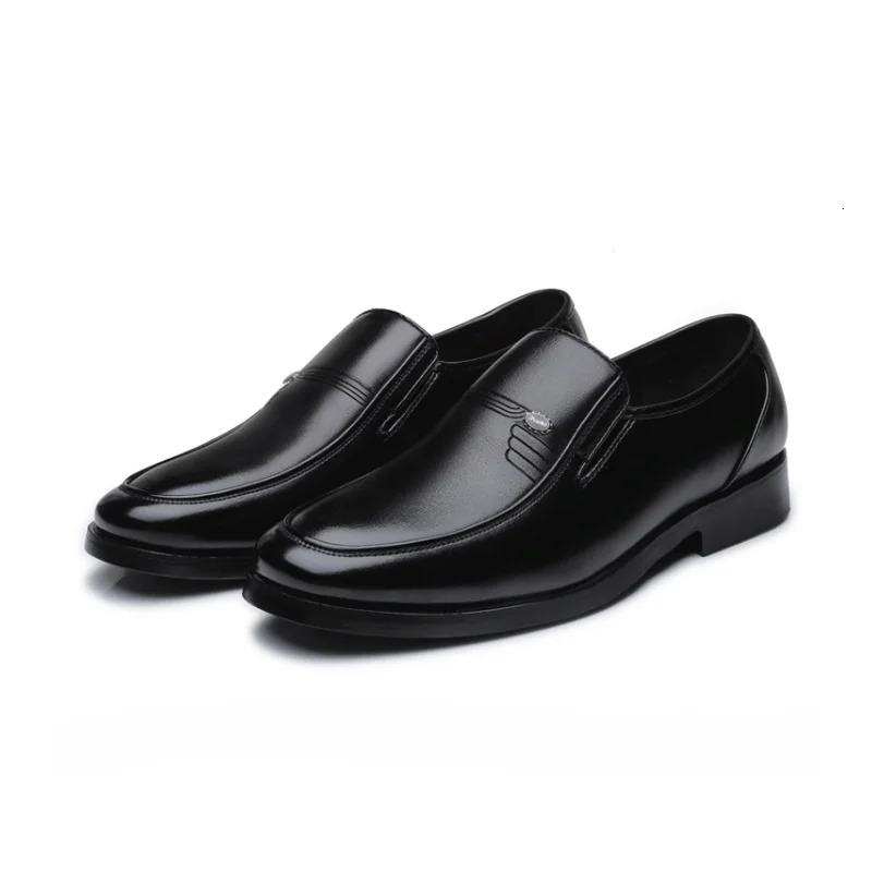 Men Leather Shoes Formal Business Elderly Shoes Black Round Toe Casual Simple Work Comfortable Large Size Men Shoes 250712