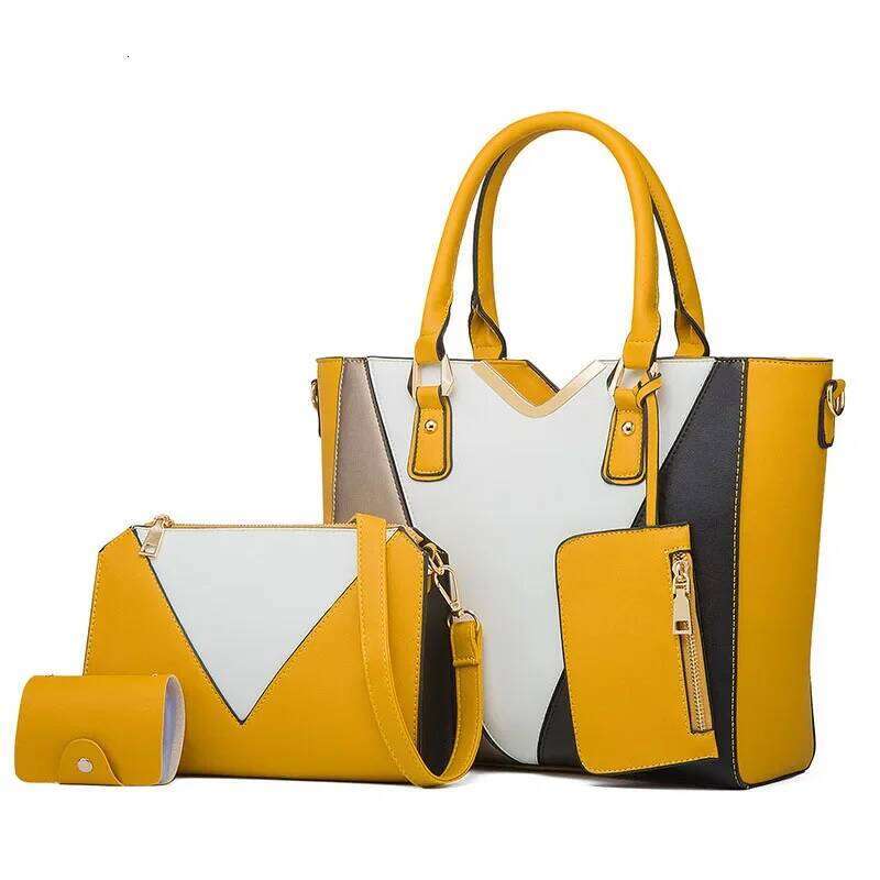 New Fashion 4pcs/Set Women's Handbag with Wallet High Quality PU Leather Shoulder Laides Crossbody Bag Casual Tote Bags