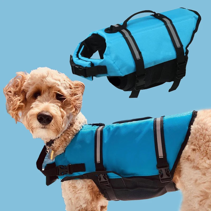 Ripstop Reflective Adjustable Life Jacket for Dogs with Rescue Handle for Swimming 250708