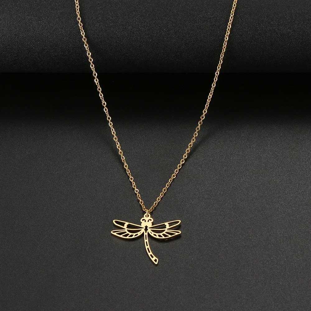 Stainss Steel Necklace For Wen Girls Geetric Hollow Dragoy Pendant Chain Choker Necklaces Party Jewelry Gifts W250712