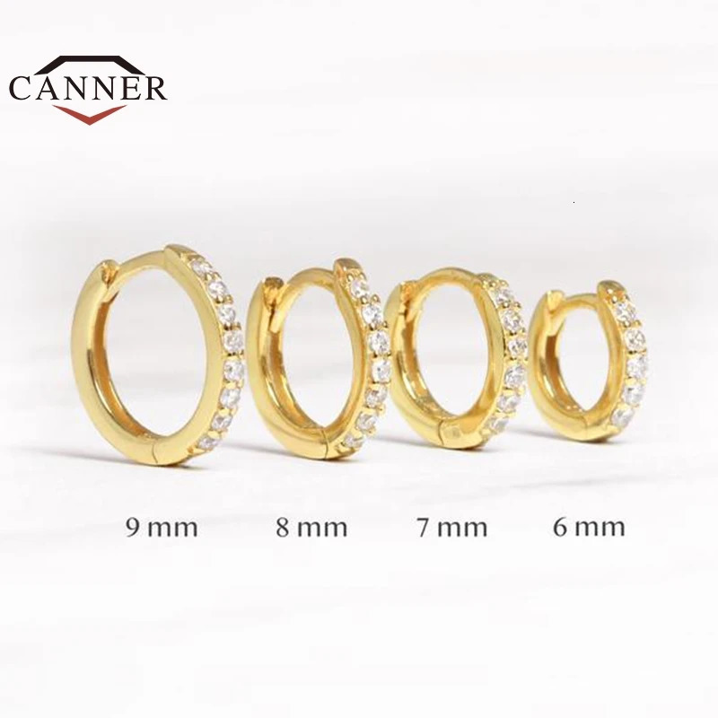 CANNER Real 925 Sterling Silver Hoop Earrings for Women Round Circle Earring Zircon Piercing Earings personalized Trend Jewelry 250708