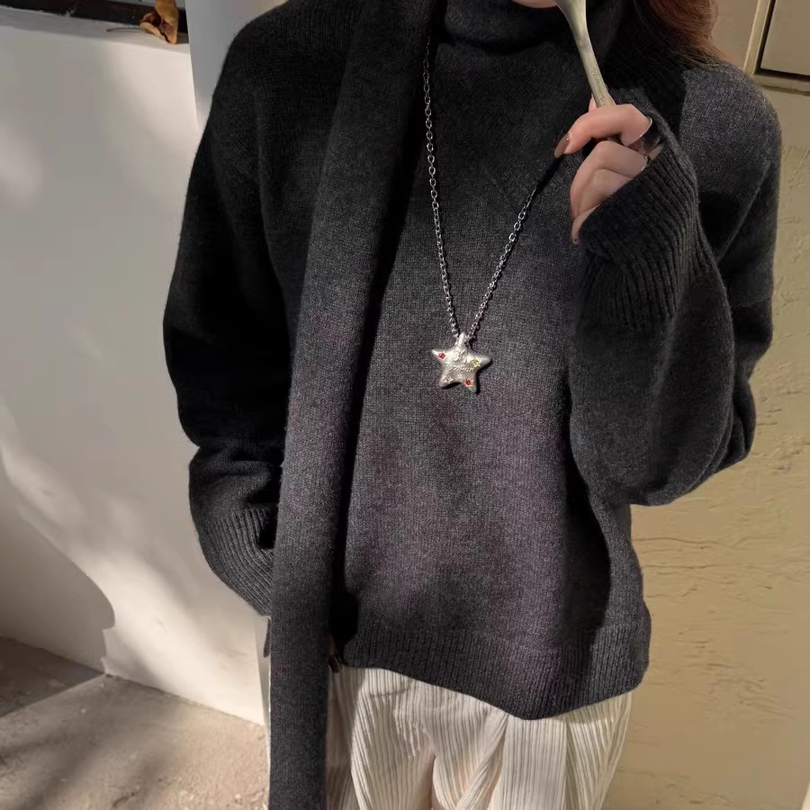 Luxury Jewelry Designer Jewelry Dopamine Zircon Star Pendant Necklace For Women Sweet Cool Minimalist Style Long Sweatshirt Chain Accessory Versatile