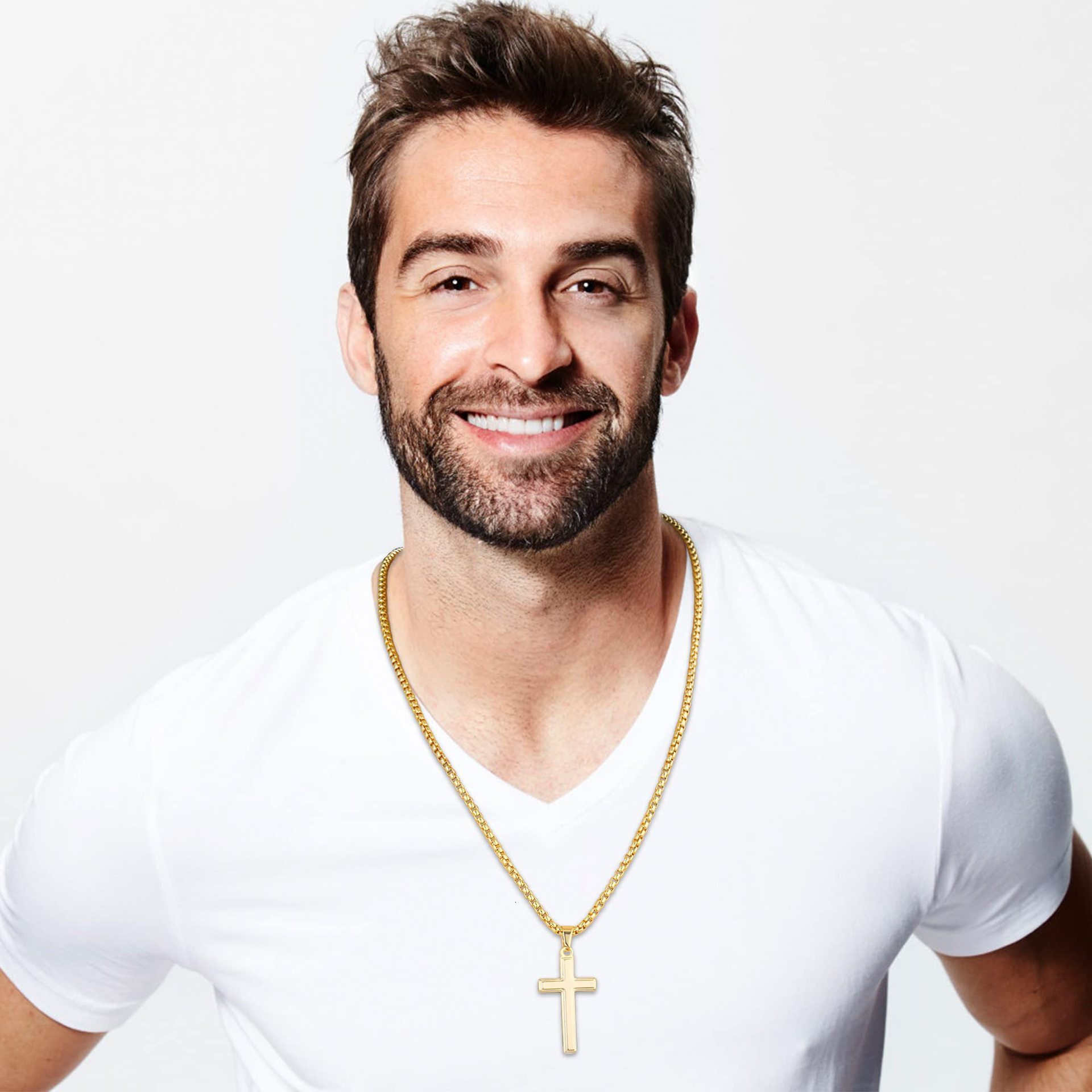 Luxury Jewelry Designer Jewelry Cross-border Amazon New Stainless Steel 'to My Man' Cross Pendant Men's Necklace Father's Day Gift