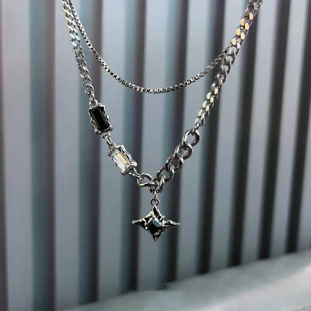 Hip Hop Zircon Star Doub Layer Necklace For Men Wen Trend Charm Titanium Steel Pendant Chain Unisex Jewelry Whosa W250712