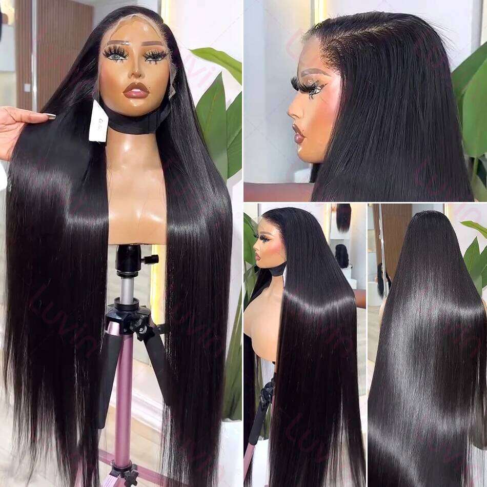 200Density Front 5x5 Glueless Wigs Human Hair Brazilian Bone Straight 13x4 13x6 HD Lace Frontal Wig For Women