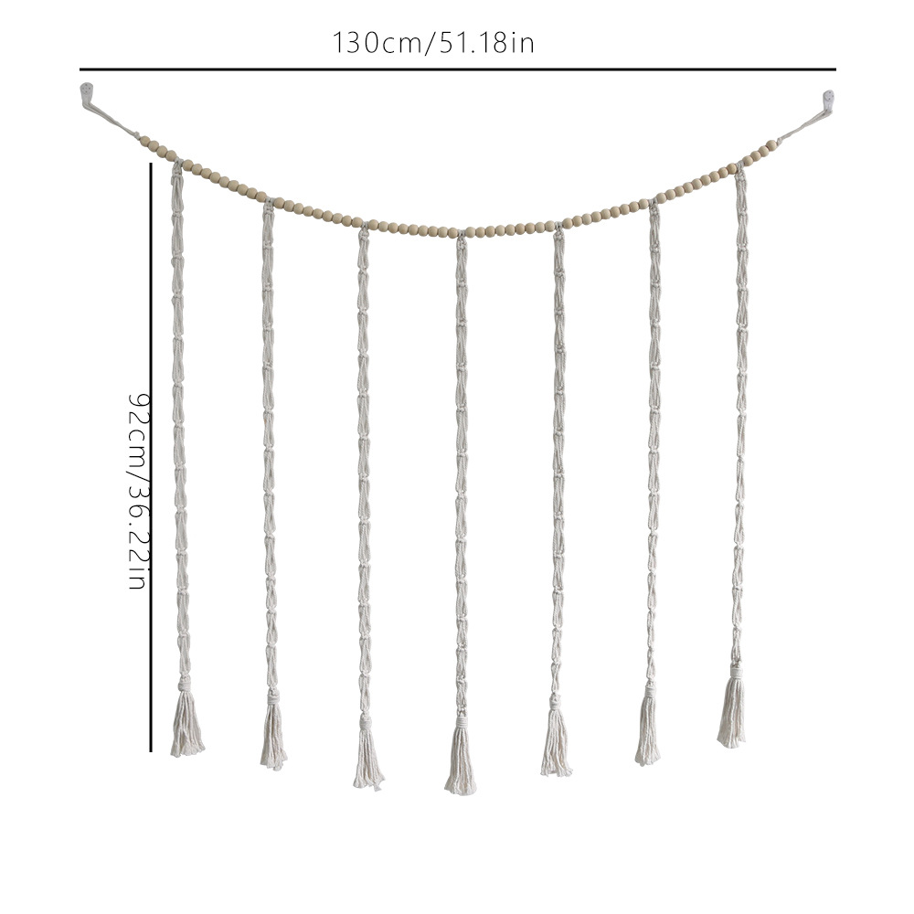 Macrame Hanging Photo Display Wall Decor Boho Wooden Beads Garland Picture Frame Holder with 30 Clips Bedroom Living Room Gifts H260306