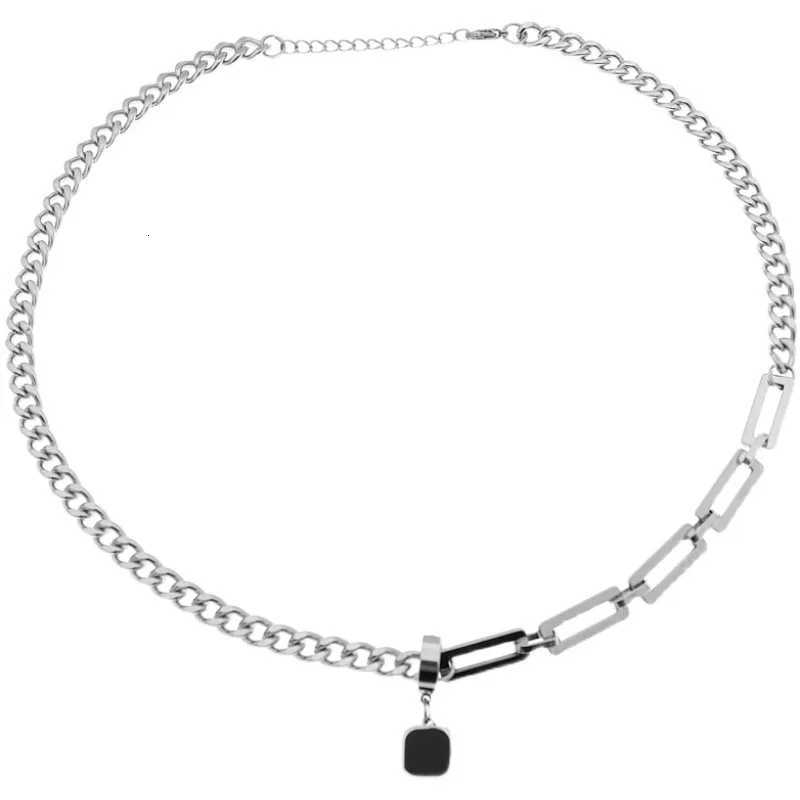 Stainless Steel Cuban Chain Choker Necklace for Men Black Square Pendant Necklace Men Neck Chains Cool Hip Hop Neck Jewelry New W250712