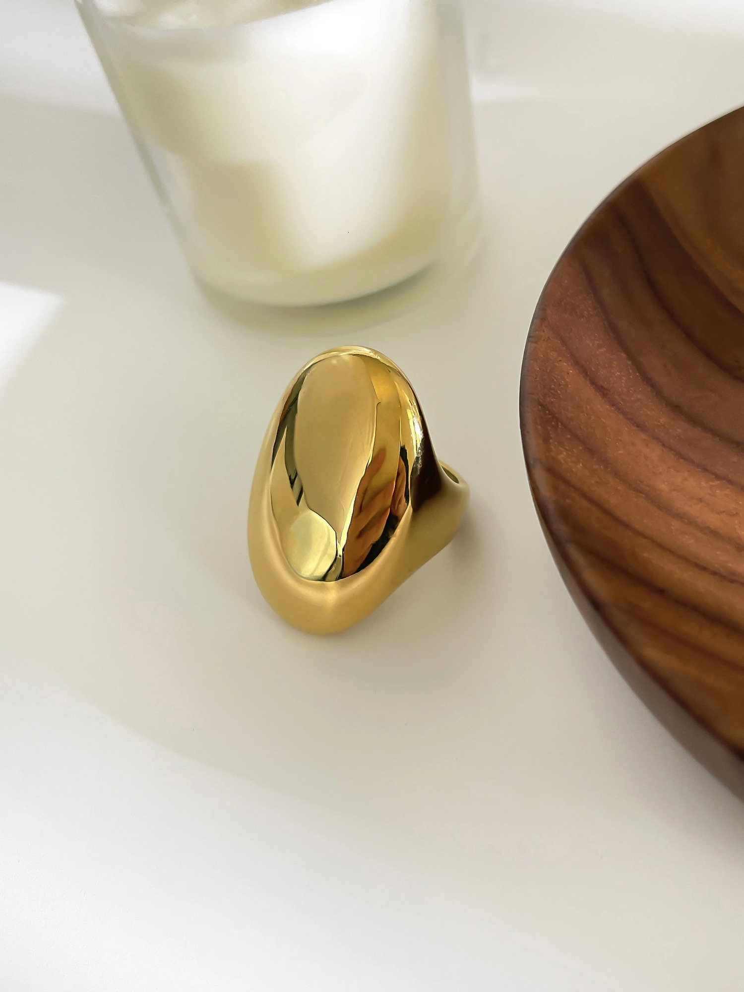 Perisbox High Polished Stainless Steel Solid Gold Plated Chunky Dome Full Finger Rings for Women Men Gothic Minimalist Jewelry 250708