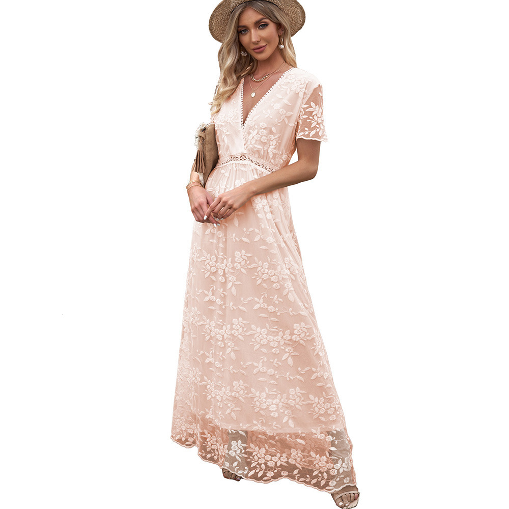 2025 Summer new women's skirt new lace crochet hollow out long skirt solid color elegant commuting dress new luxury designer women's skirt