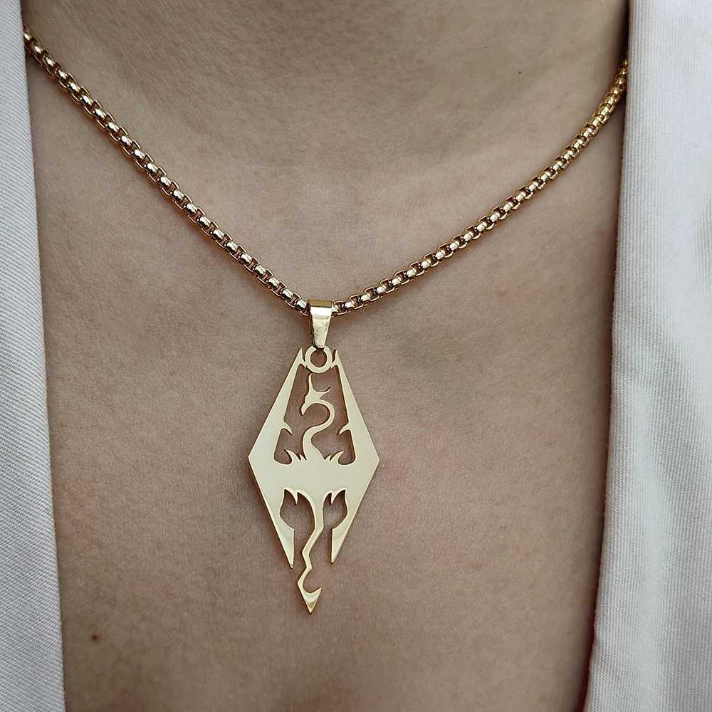 Gothic Witchcraft Dragon Pendants Satan Viking Wolf Owl Wizard Necklace Stainless Steel Goth Dragon Black Mens Necklace Jewelry W250712