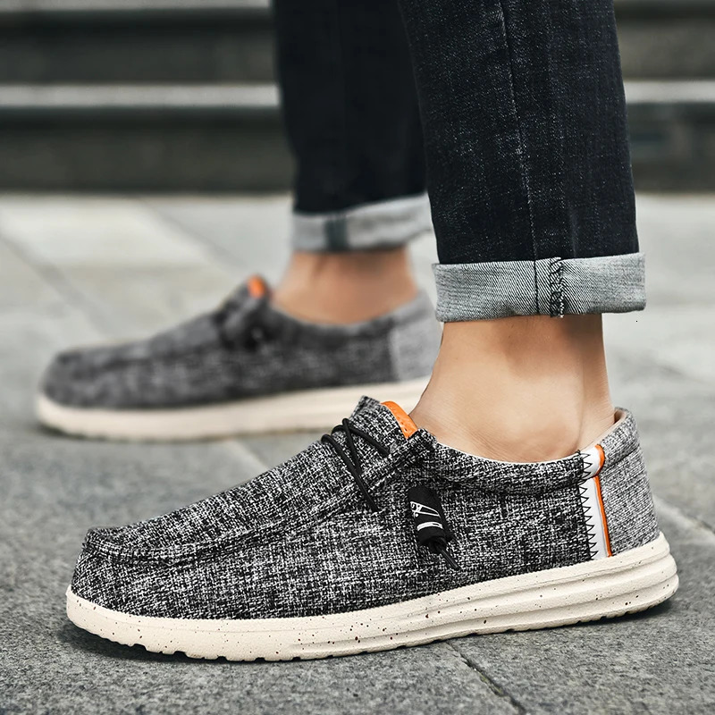 Mens Casual Canvas Shoes Breathable Slip-On Loafers Men Comfortable Flat Sneakers Lightweight Driving Boat Shoes Male Lazy Walk 250708