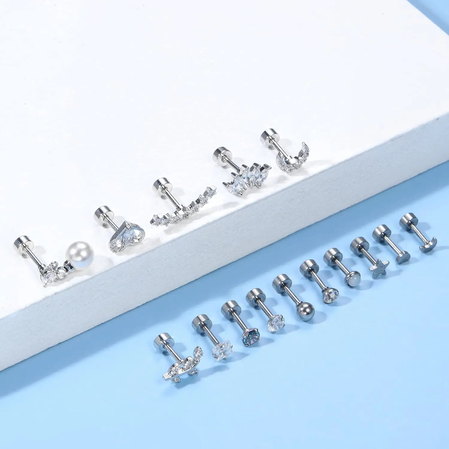 Bobisty 1pc 16G Cartilage Stud Earrings for Women Stainless Steel Small Opal Earring Studs Lip Bar Nose Ear Piercing Jewellery 250708