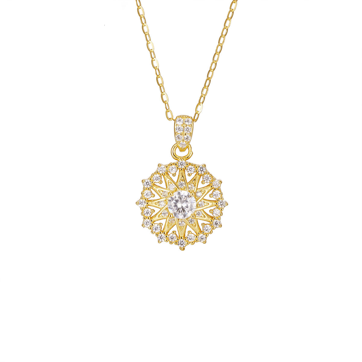 Luxury Jewelry Designer Jewelry Yincheng S925 Sterling Silver Sun Star Compass Necklace For Women Vintage Chinese Style Zircon Full Diamond Address Cl